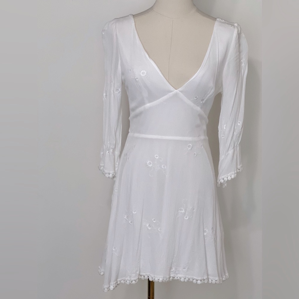 Lulus In the Meadow White Embroidered Backless Mini Dress